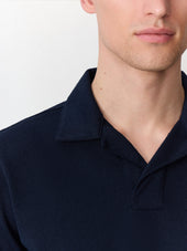 Polo Loose En Maille Bleu Marine