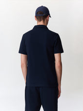 Polo Loose En Maille Bleu Marine