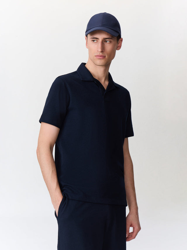 Polo loose en maille bleu marine