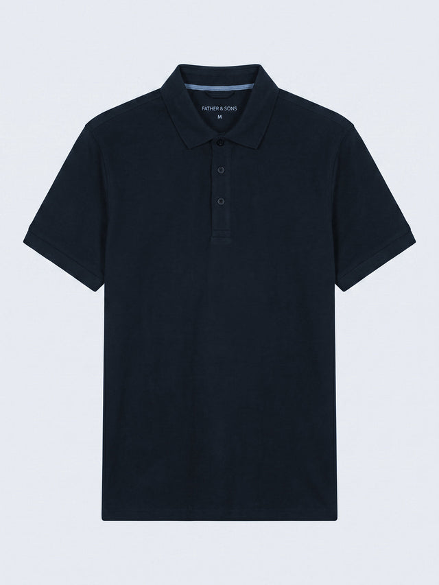 Polo regular en coton bleu marine