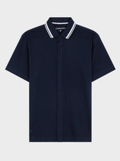 Chemise Manches Courtes Regular En Maille Bleu Marine