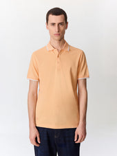 Polo slim en coton pêche