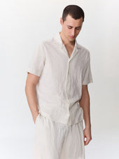Chemise manches courtes regular en maille beige