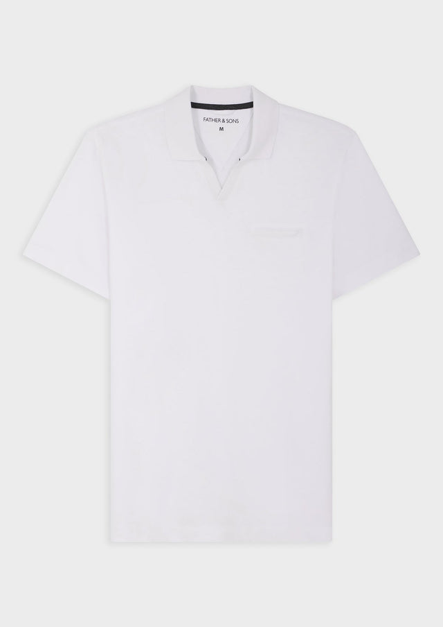 Polo manches courtes Slim en coton et lin unis blancs