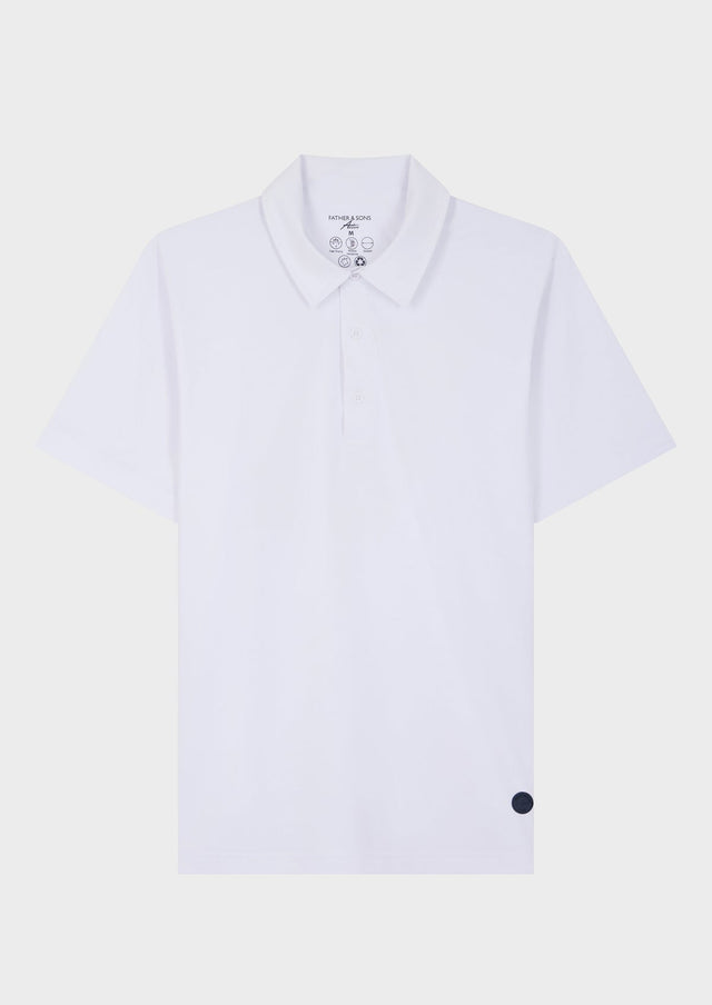 Polo Passionné en polyester recyclé stretch uni blanc