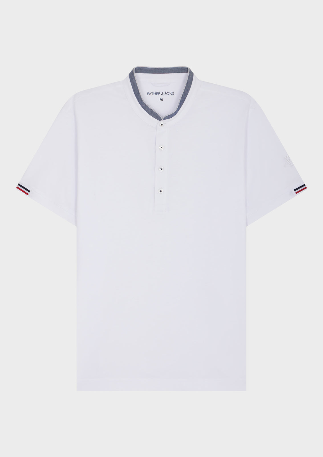 Polo Manches Courtes Slim En Coton Uni Blanc Col Officier