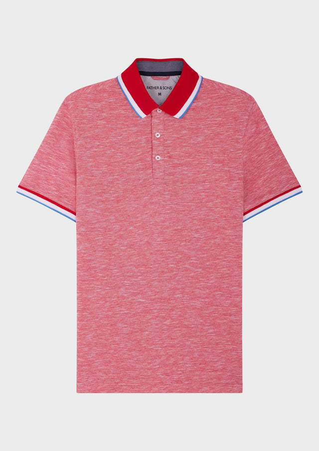 Polo manches courtes Slim en coton et lin unis rouges