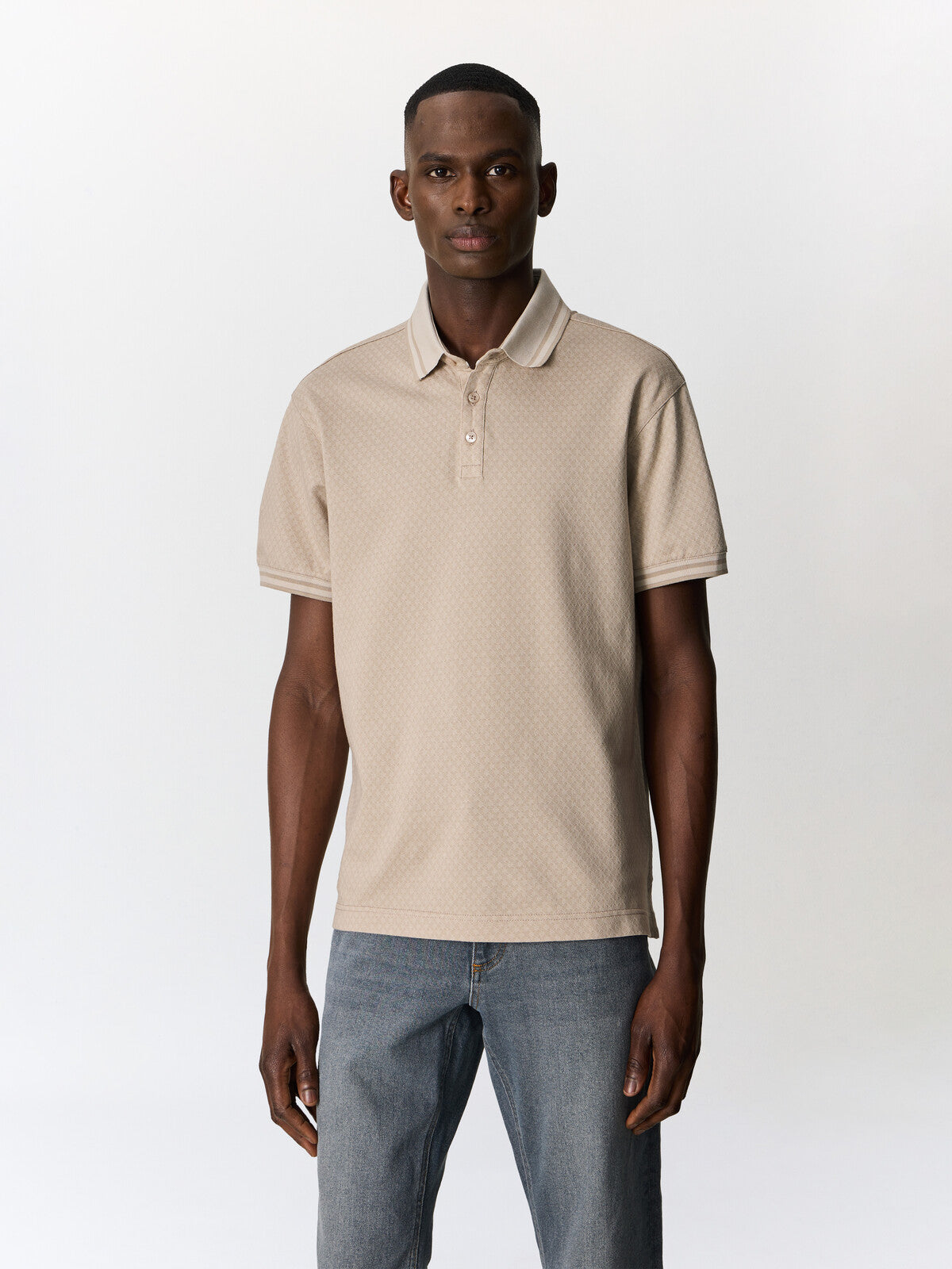 Polo Regular En Coton Marron