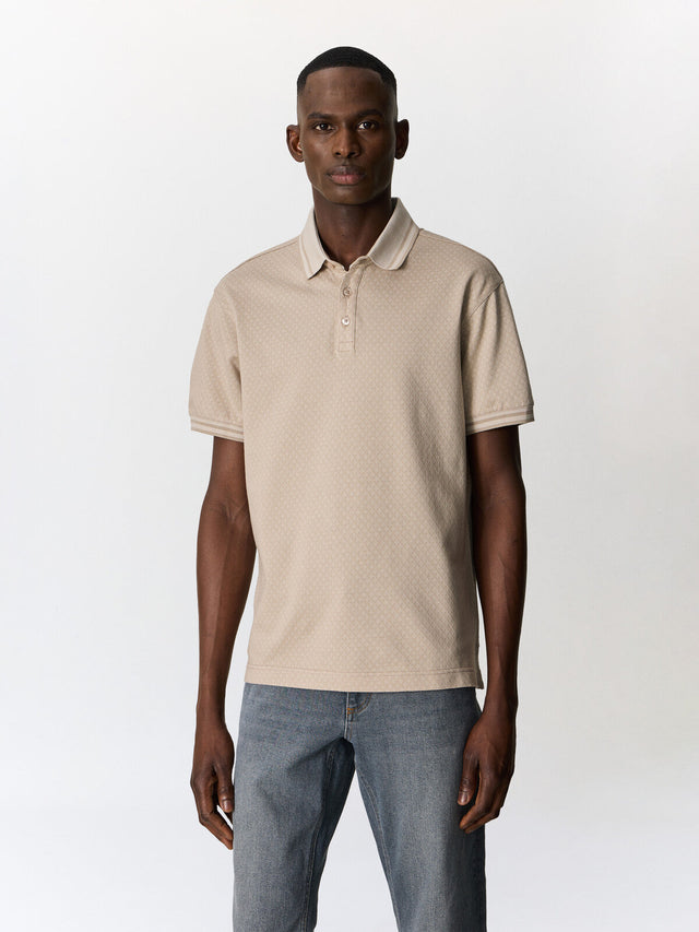 Polo regular en coton marron