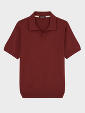 Polo slim en maille coton et soie terracotta