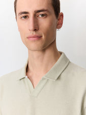 Polo Regular En Coton Et Lin Vert D Eau