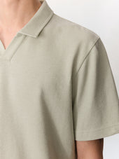 Polo Regular En Coton Et Lin Vert D Eau