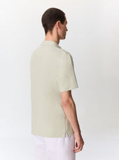 Polo Regular En Coton Et Lin Vert D Eau