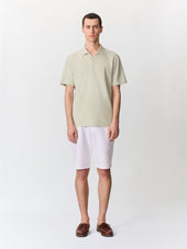 Polo Regular En Coton Et Lin Vert D Eau