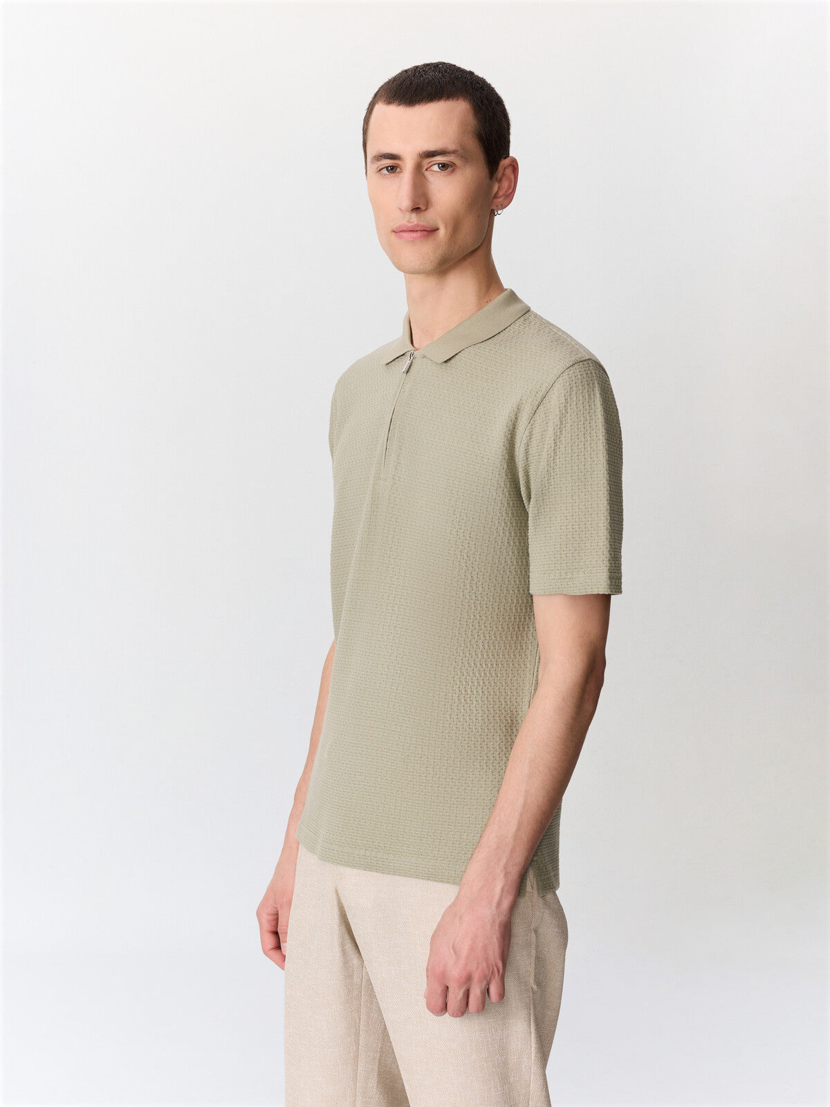 Polo Slim En Coton Vert D Eau