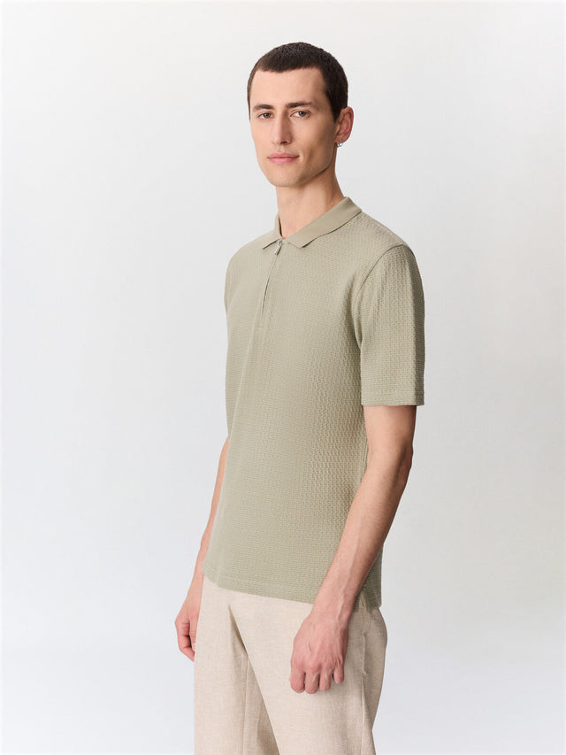 Polo slim en coton vert d'eau