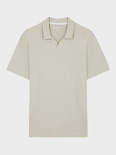 Polo Regular En Coton Et Lin Vert D Eau