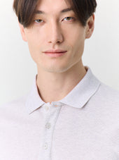 Polo Manches Longues Slim En Coton Beige