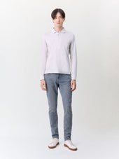 Polo Manches Longues Slim En Coton Beige