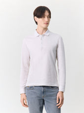 Polo manches longues slim en coton beige