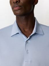 Polo Manches Longues Slim En Coton Bleu Ciel