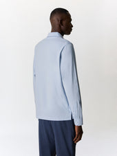 Polo Manches Longues Slim En Coton Bleu Ciel