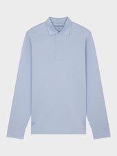 Polo Manches Longues Slim En Coton Bleu Ciel