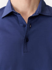 Polo Manches Longues Slim En Coton Bleu Indigo