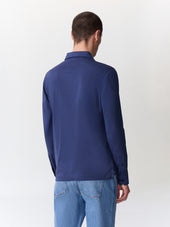 Polo Manches Longues Slim En Coton Bleu Indigo
