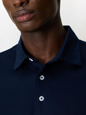 Polo Manches Longues Slim En Coton Bleu Marine