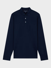 Polo Manches Longues Slim En Coton Bleu Marine