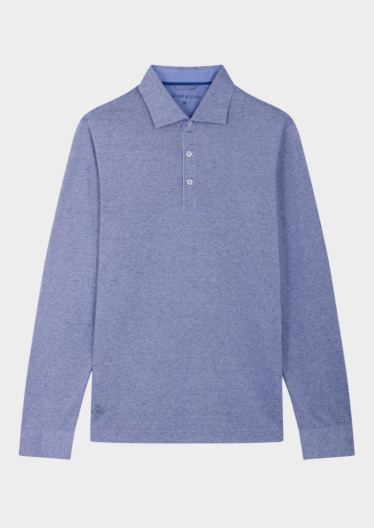 Polo Manches Longues Slim En Coton Uni Bleu Ardoise