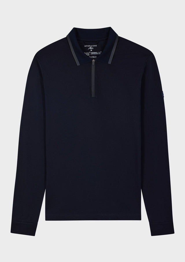 Polo Perspicace en coton mélangé uni bleu marine
