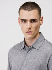 Polo Manches Longues Slim En Coton Gris