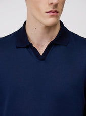 Polo Manches Longues Slim En Coton M Lang Bleu Indigo
