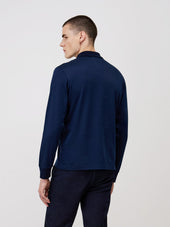 Polo Manches Longues Slim En Coton M Lang Bleu Indigo