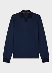 Polo Manches Longues Slim En Coton M Lang Bleu Indigo