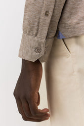 Polo Manches Longues Slim En Coton M Lang Beige Col Officier