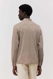 Polo Manches Longues Slim En Coton M Lang Beige Col Officier