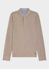 Polo Manches Longues Slim En Coton M Lang Beige Col Officier