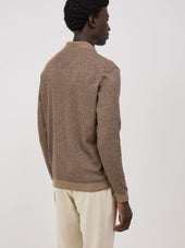 Polo Manches Longues Slim En Coton Marron