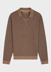 Polo Manches Longues Slim En Coton Marron