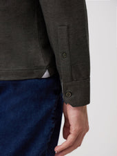 Polo Manches Longues Slim En Coton Col Officier