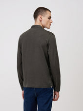 Polo Manches Longues Slim En Coton Col Officier
