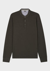 Polo Manches Longues Slim En Coton Col Officier