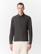Polo manches longues slim en coton kaki