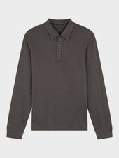 Polo Manches Longues Slim En Coton Kaki