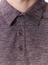 Polo Manches Longues Slim En Coton Bordeaux Chin