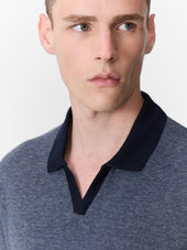 Polo Manches Longues Slim En Coton M Lang Bleu Marine