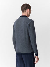 Polo Manches Longues Slim En Coton M Lang Bleu Marine